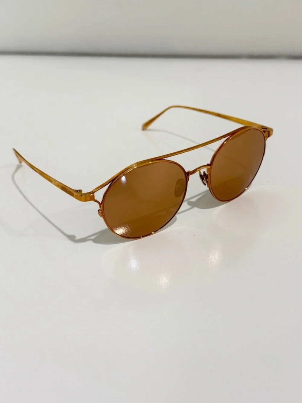 Linda Farrow Rayan LFL825 C3 Rose Gold 18-22 Gold Plated Titanium Sunglasses NWT